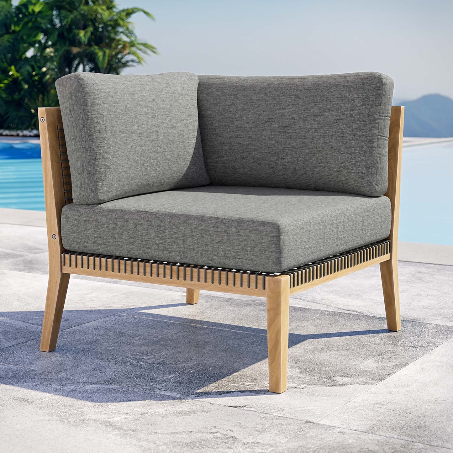 Chaise d'angle en bois de teck pour patio d'extérieur Clearwater par Modway