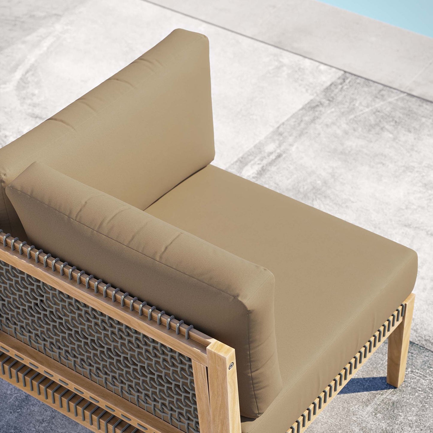 Chaise d'angle en bois de teck pour patio d'extérieur Clearwater par Modway