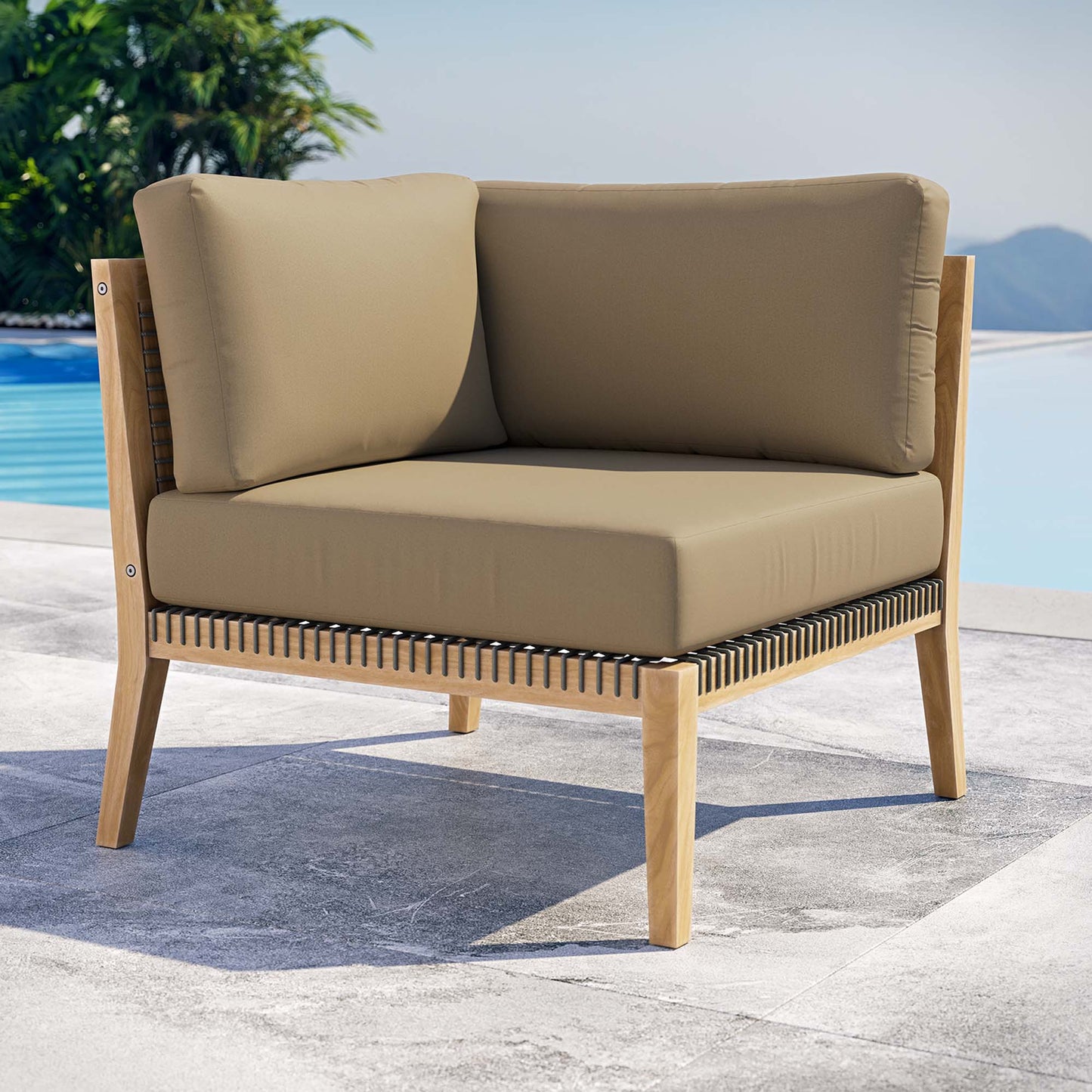 Chaise d'angle en bois de teck pour patio d'extérieur Clearwater par Modway