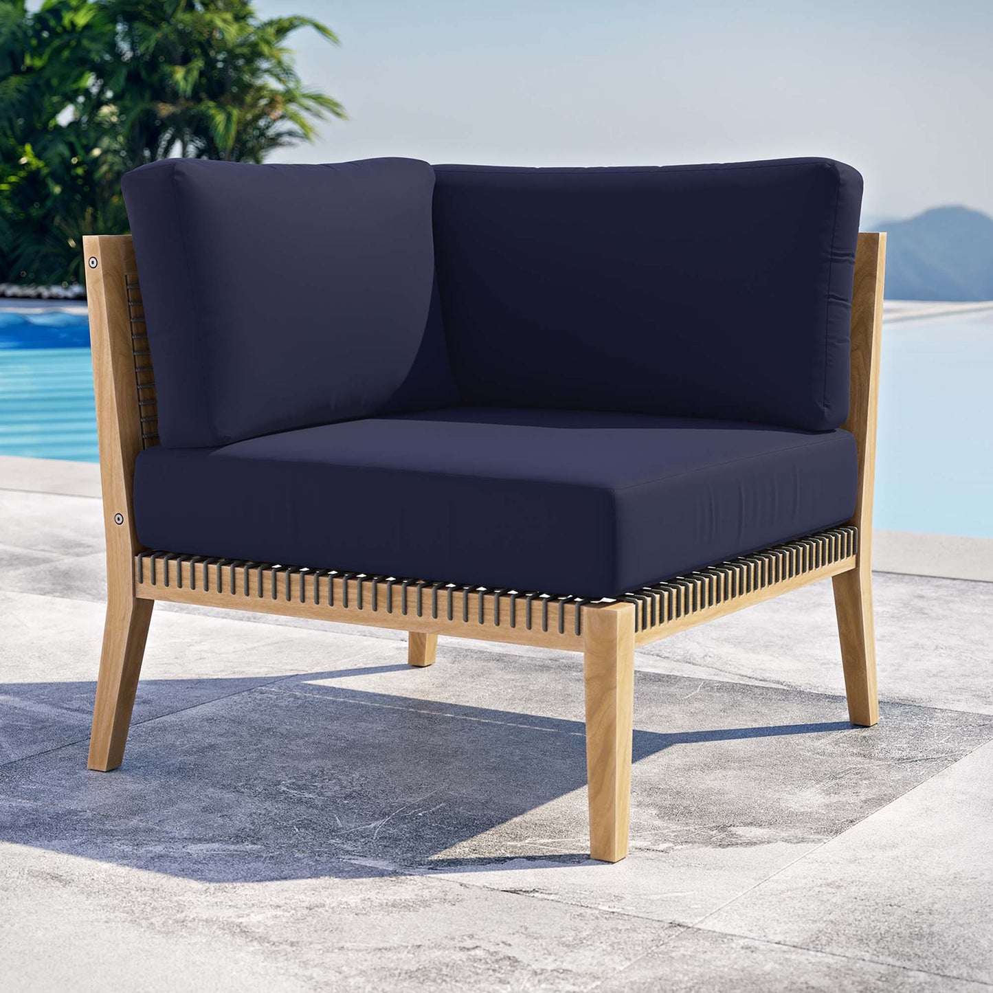 Chaise d'angle en bois de teck pour patio d'extérieur Clearwater par Modway