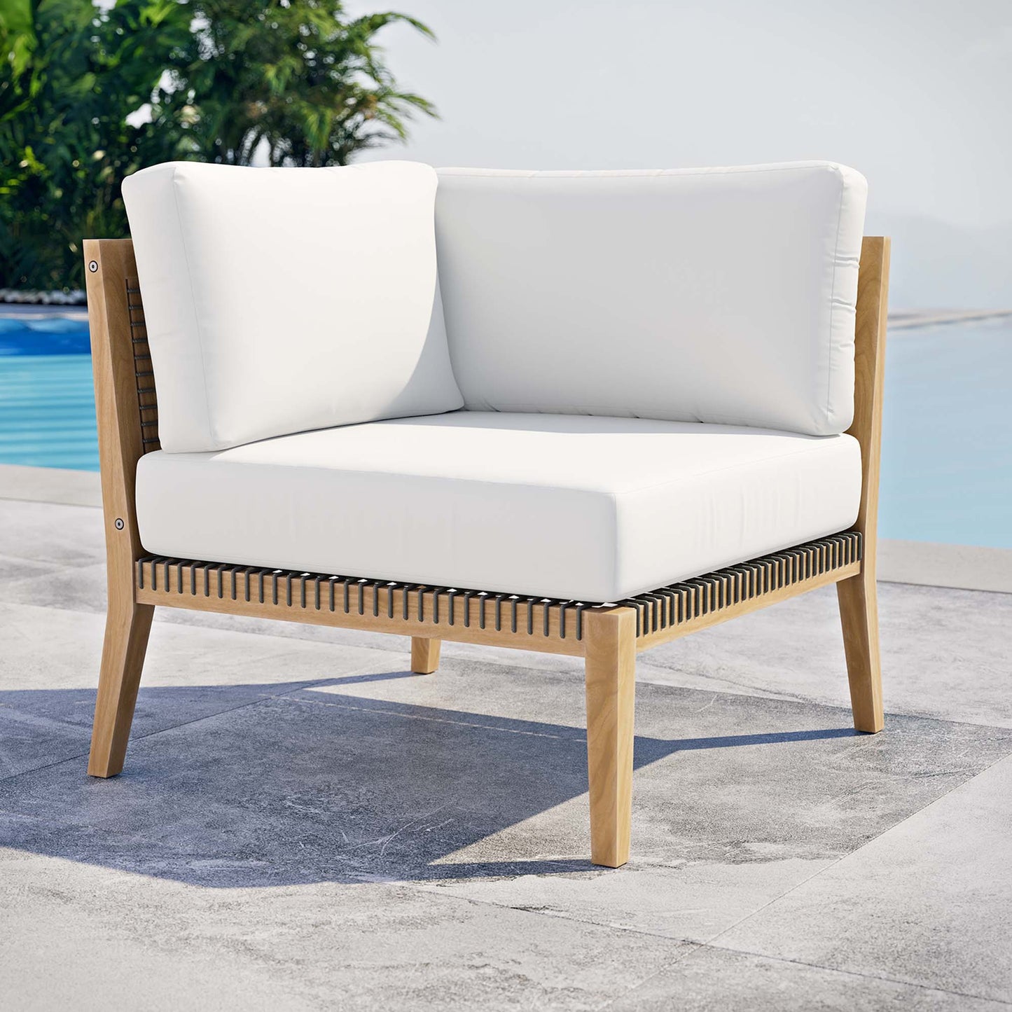 Chaise d'angle en bois de teck pour patio d'extérieur Clearwater par Modway