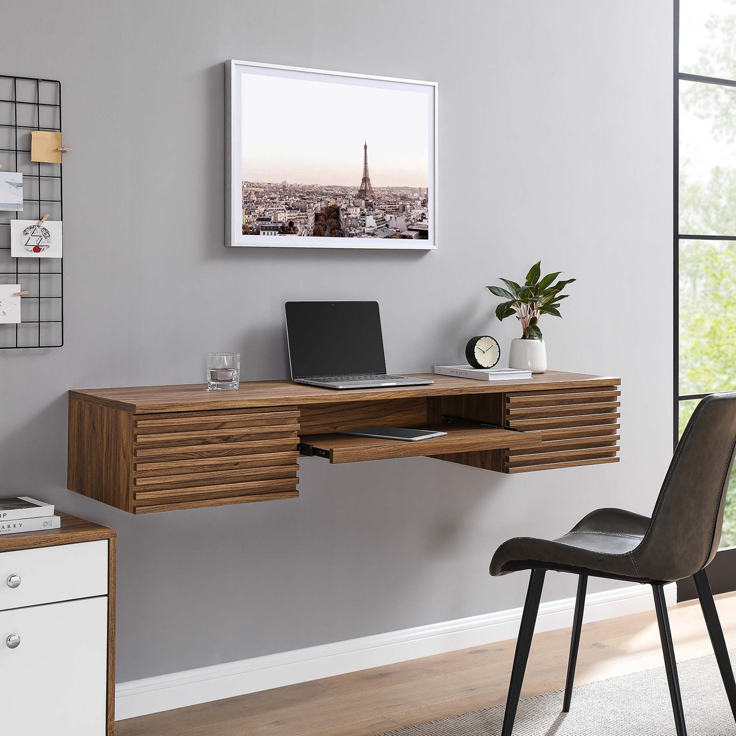 Bureau mural en bois Render par Modway