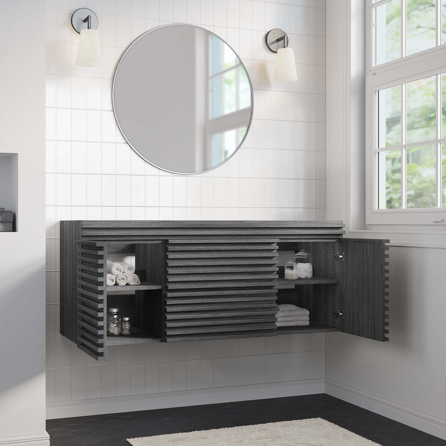 Render 48" Single Sink Compatible (Not Included) Bathroom Vanity Cabinet