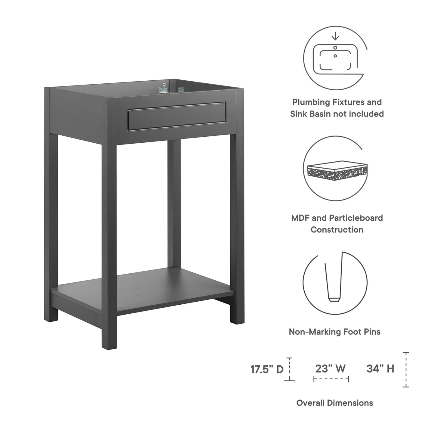 Altura 24" Bathroom Vanity Cabinet (Sink Basin Not Included)