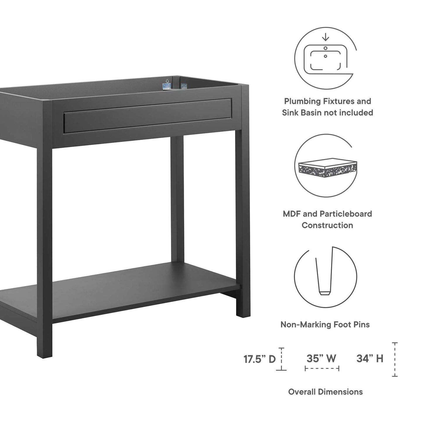 Altura 36" Bathroom Vanity Cabinet (Sink Basin Not Included)