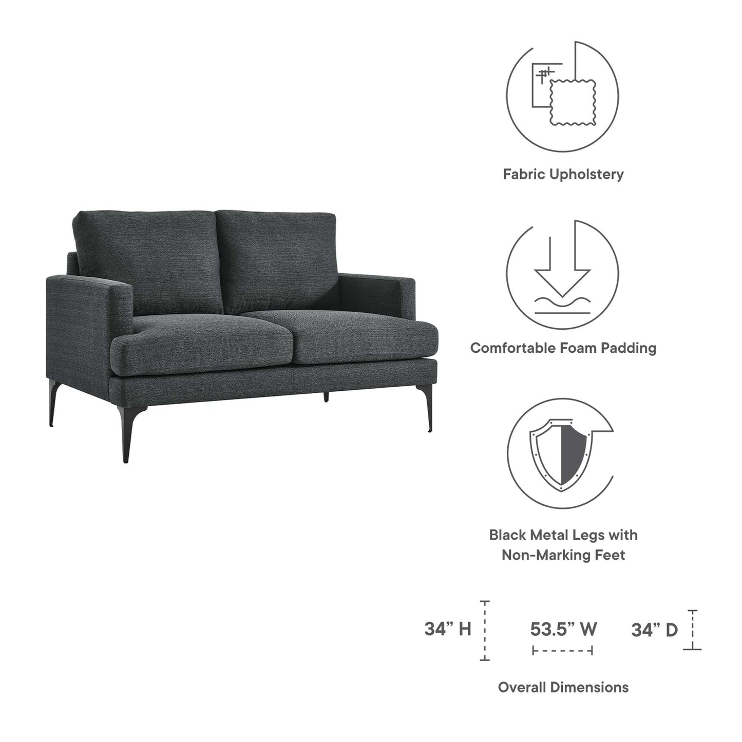 Evermore Upholstered Fabric Loveseat