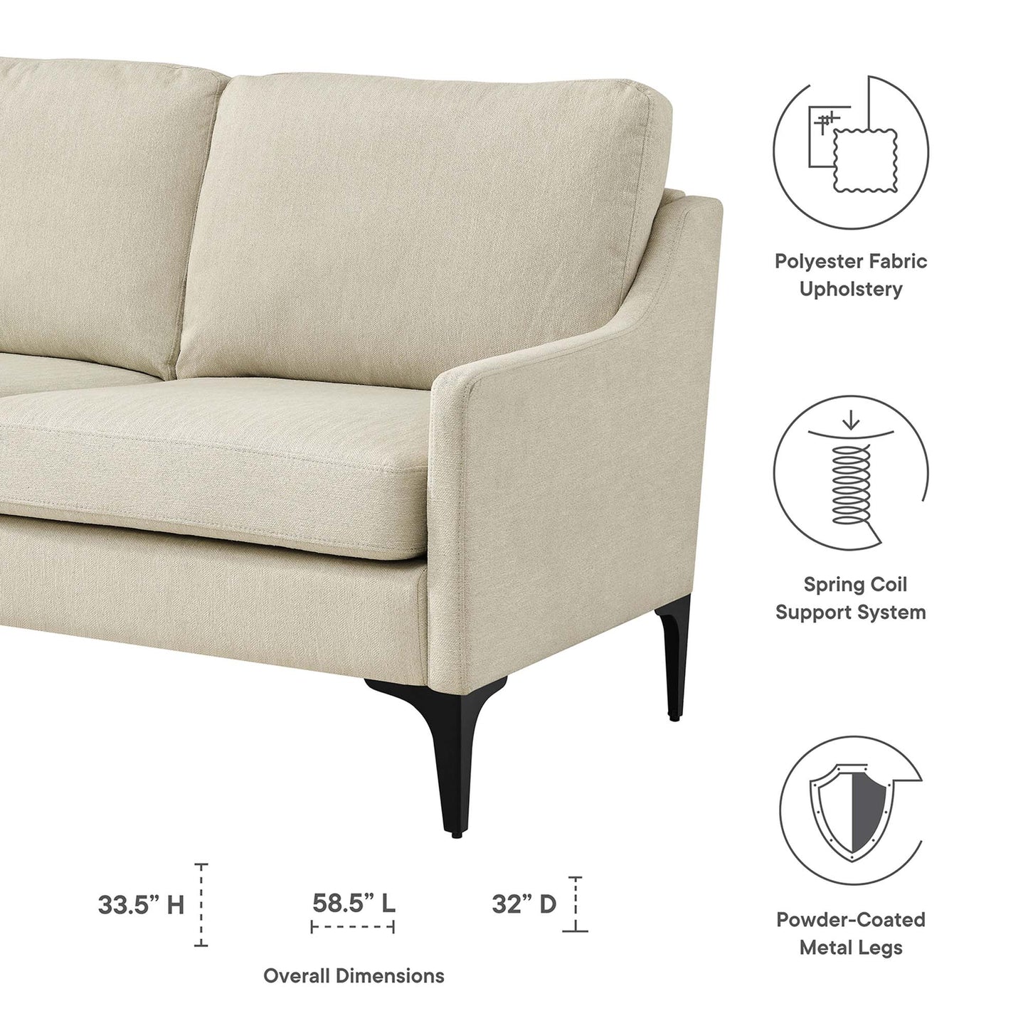 Corland Upholstered Fabric Loveseat