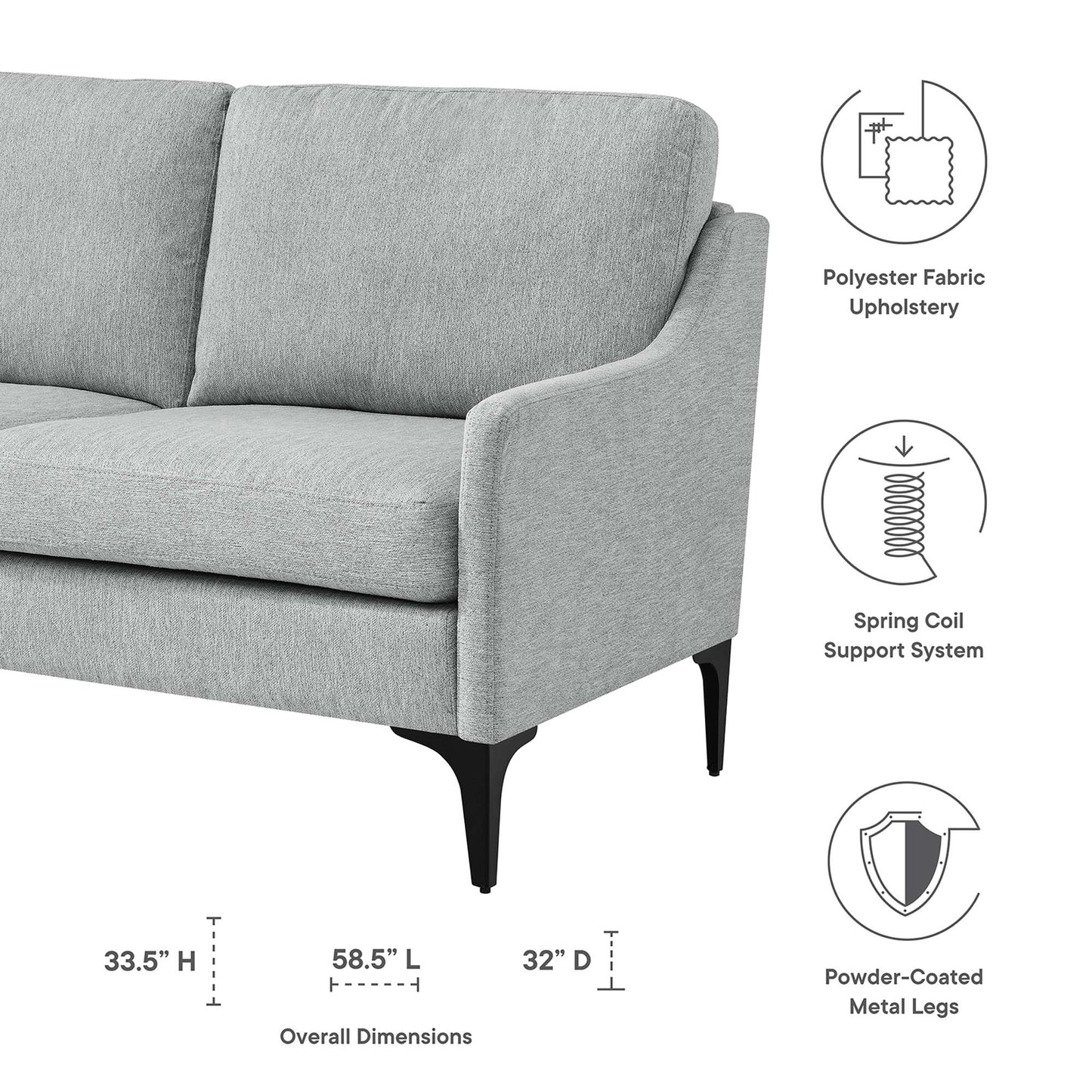 Corland Upholstered Fabric Loveseat