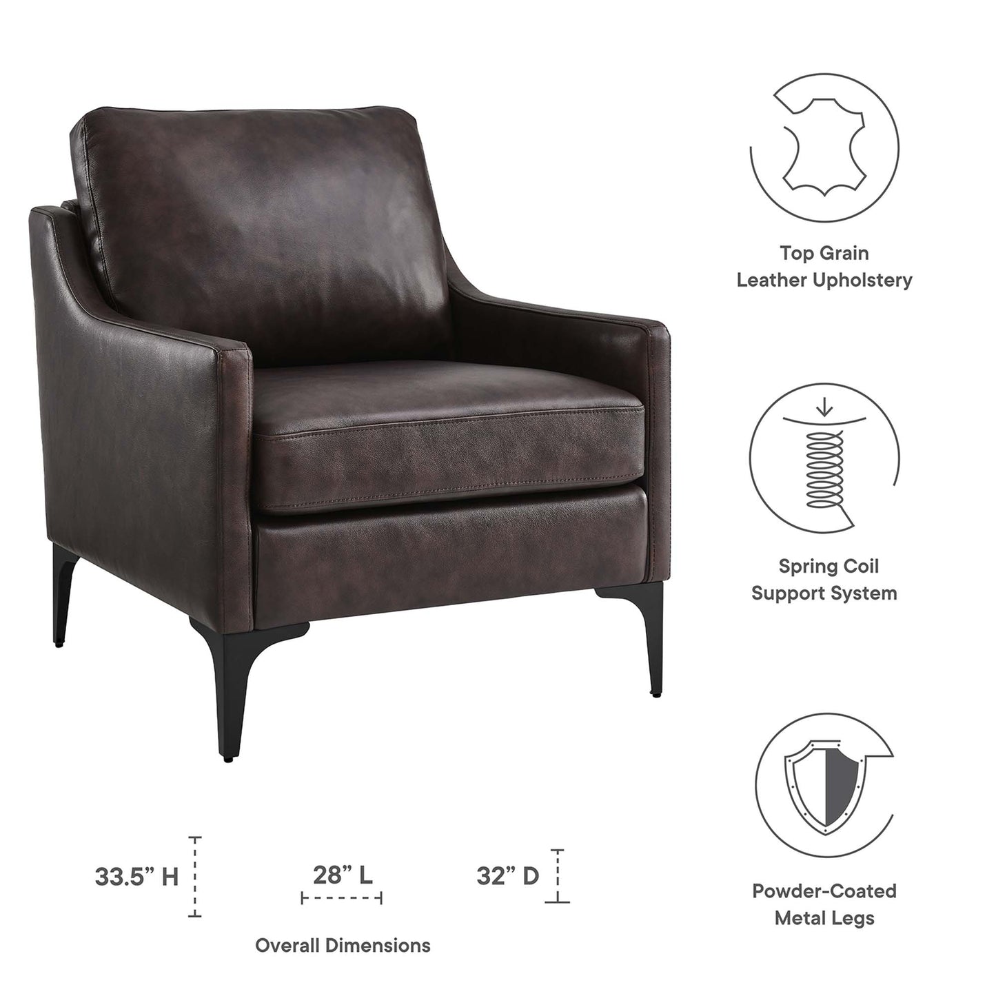 Fauteuil en cuir Corland de Modway