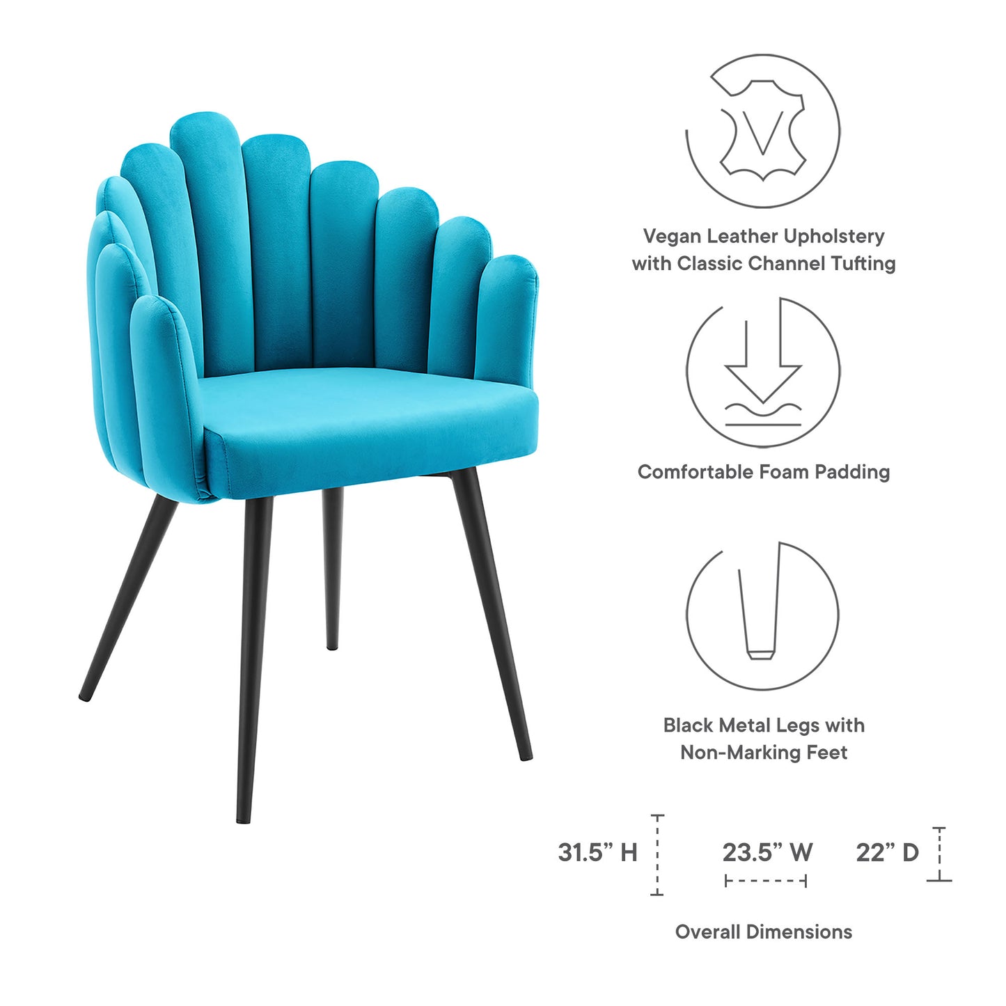 Juego de 2 sillas de comedor de terciopelo Vanguard Performance de Modway