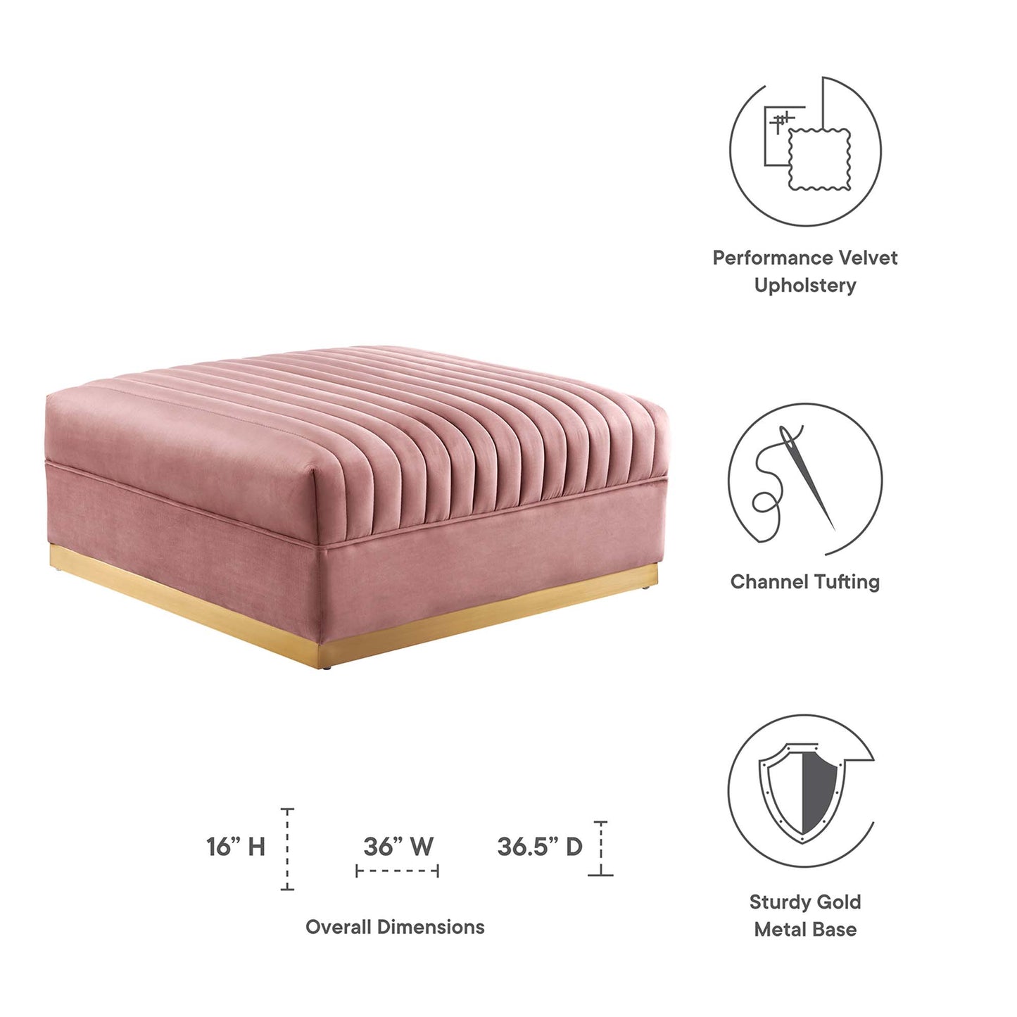 Canapé sectionnel modulaire en velours touffeté Sanguine Channel par Modway