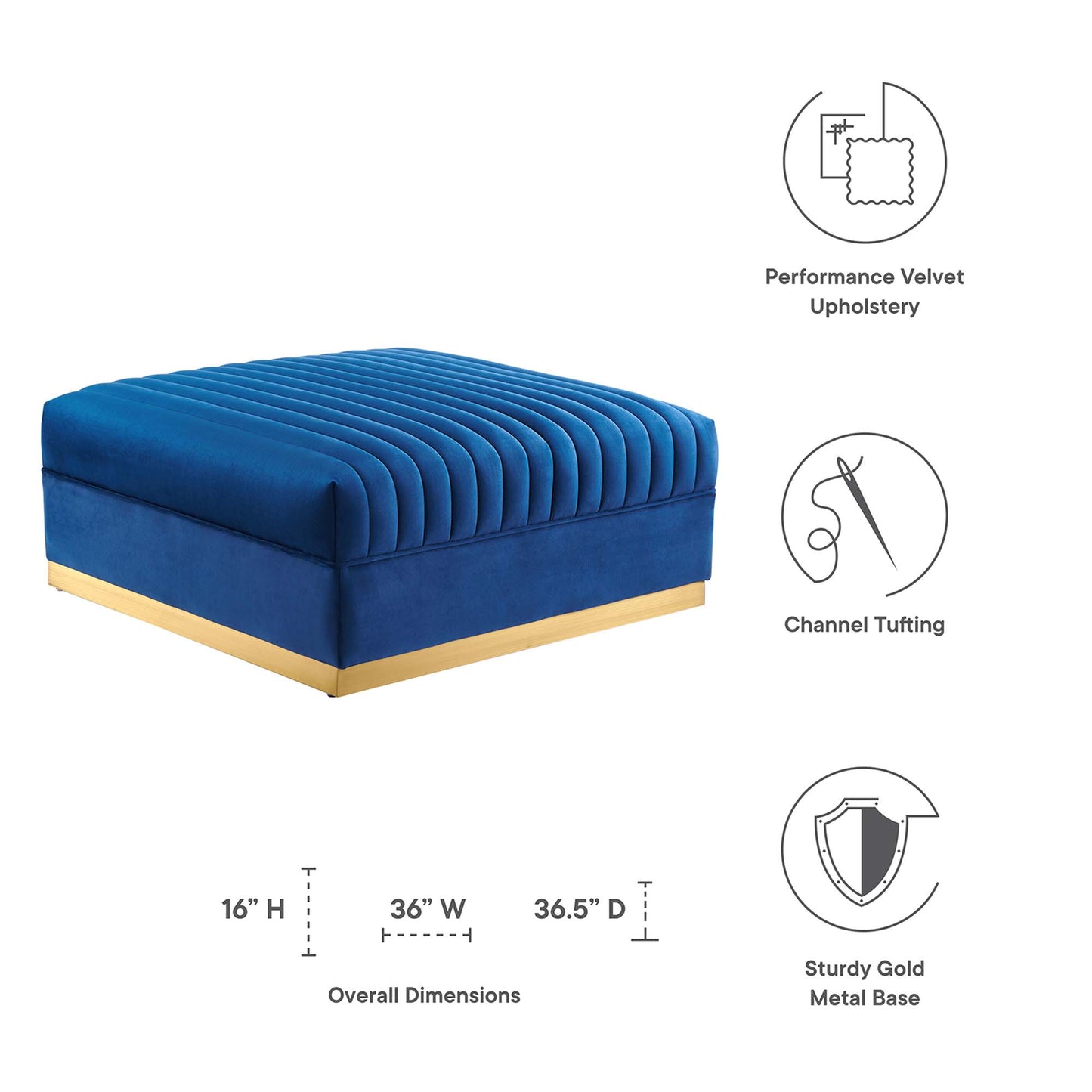 Canapé sectionnel modulaire en velours touffeté Sanguine Channel par Modway