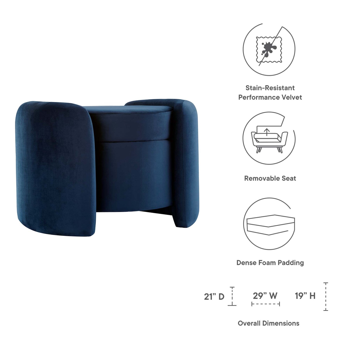 Nebula Upholstered Performance Velvet Ottoman