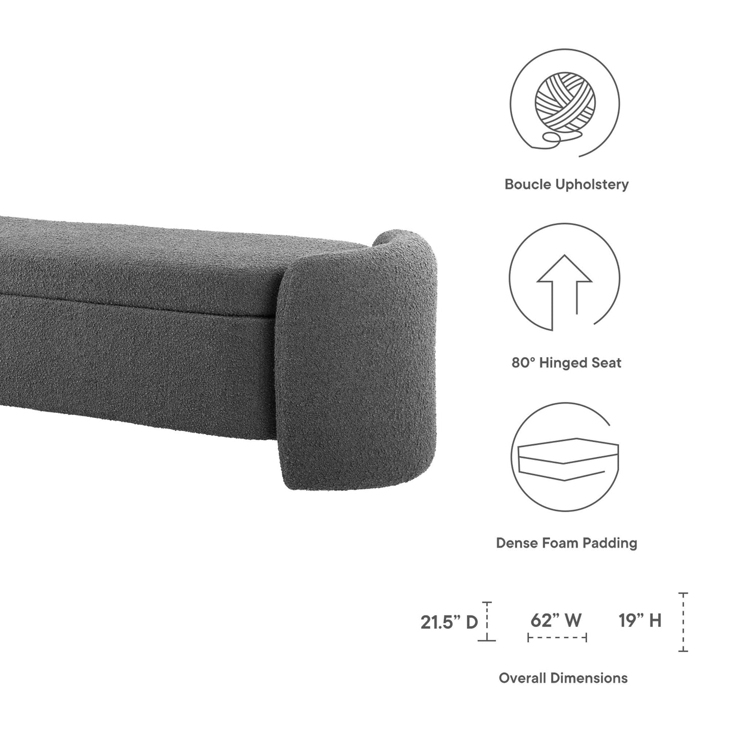 Nebula Boucle Upholstered Bench