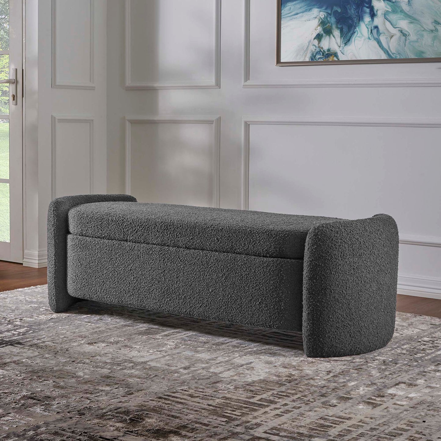 Nebula Boucle Upholstered Bench