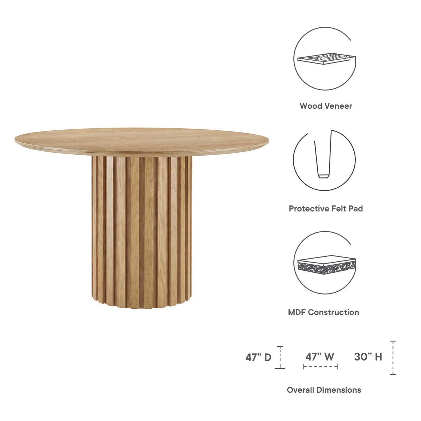 Mesa de comedor redonda Senja de 47" de Modway