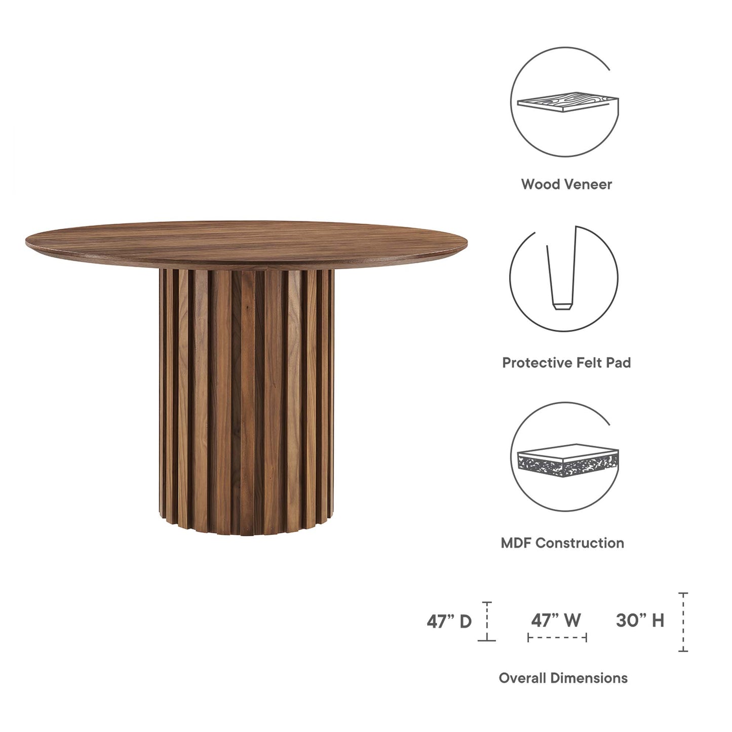 Mesa de comedor redonda Senja de 47" de Modway