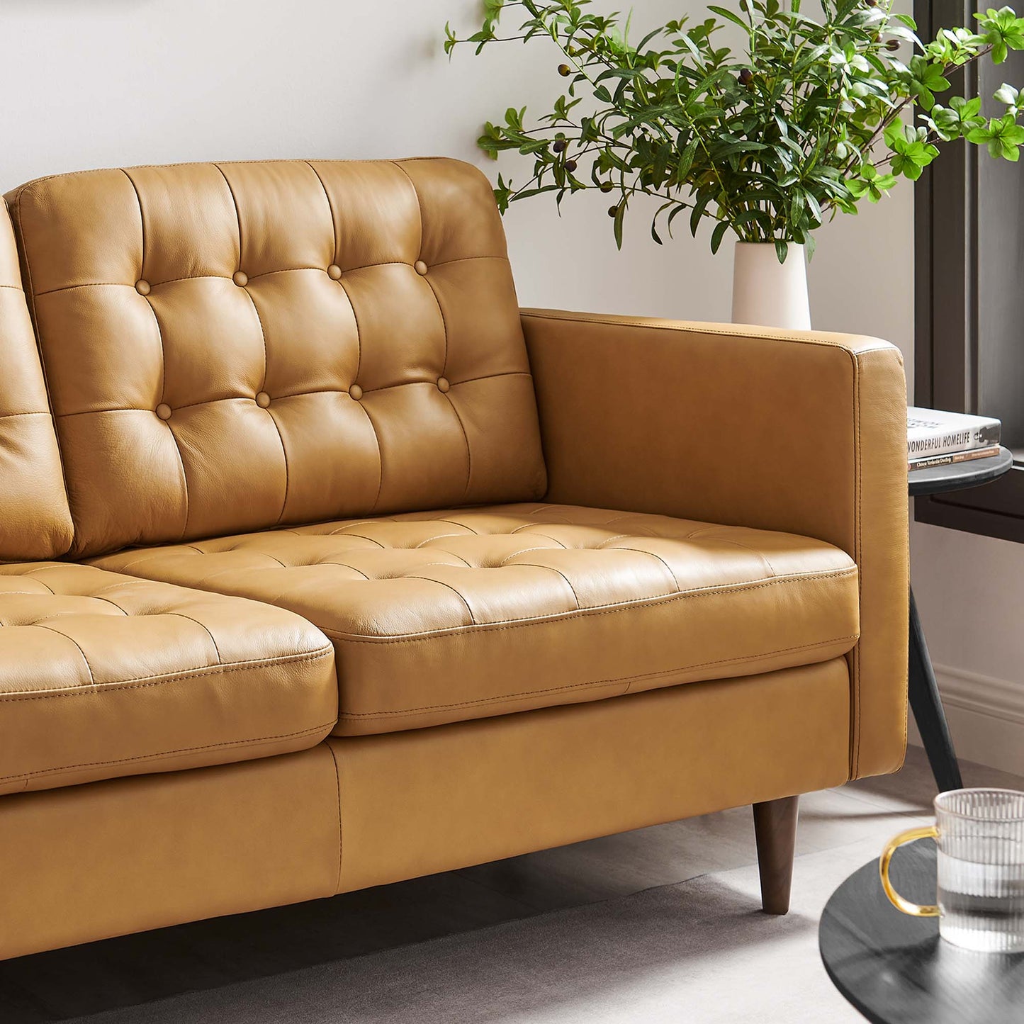 Exalt Tufted Leather Loveseat