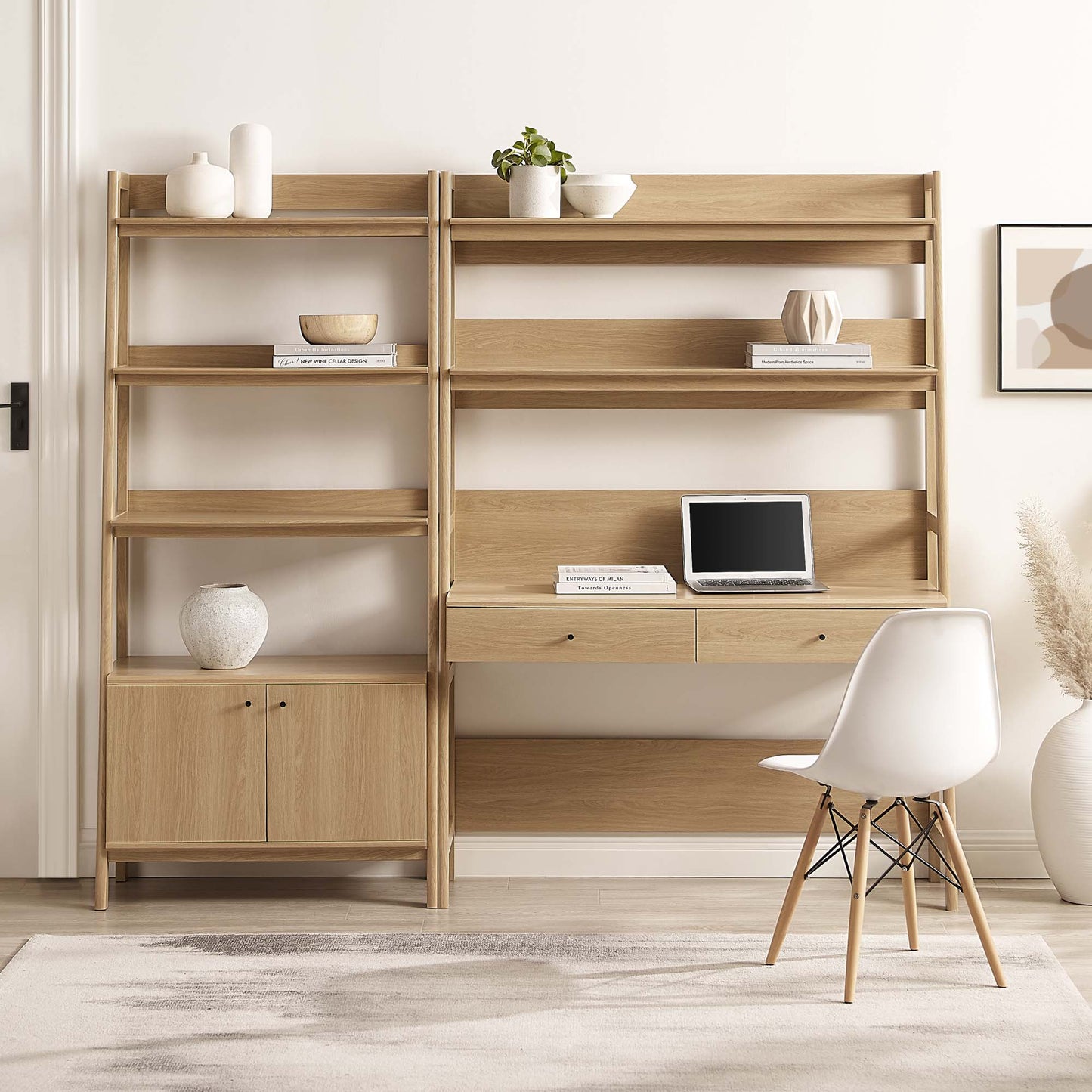 Bixby 2-Piece Wood Office Desk and Bookshelf