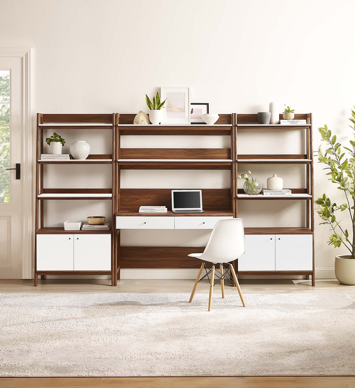 Bixby 3-Piece Wood Office Desk and Bookshelf