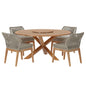 Wellspring 5-Piece Outdoor Patio Teak Wood Dining Set