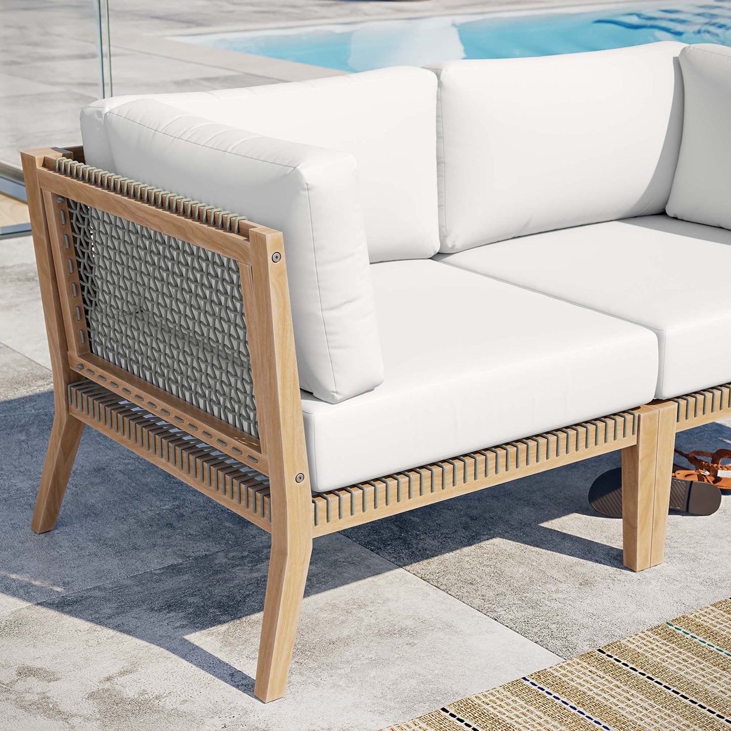 Clearwater Outdoor Patio Teak Wood Loveseat