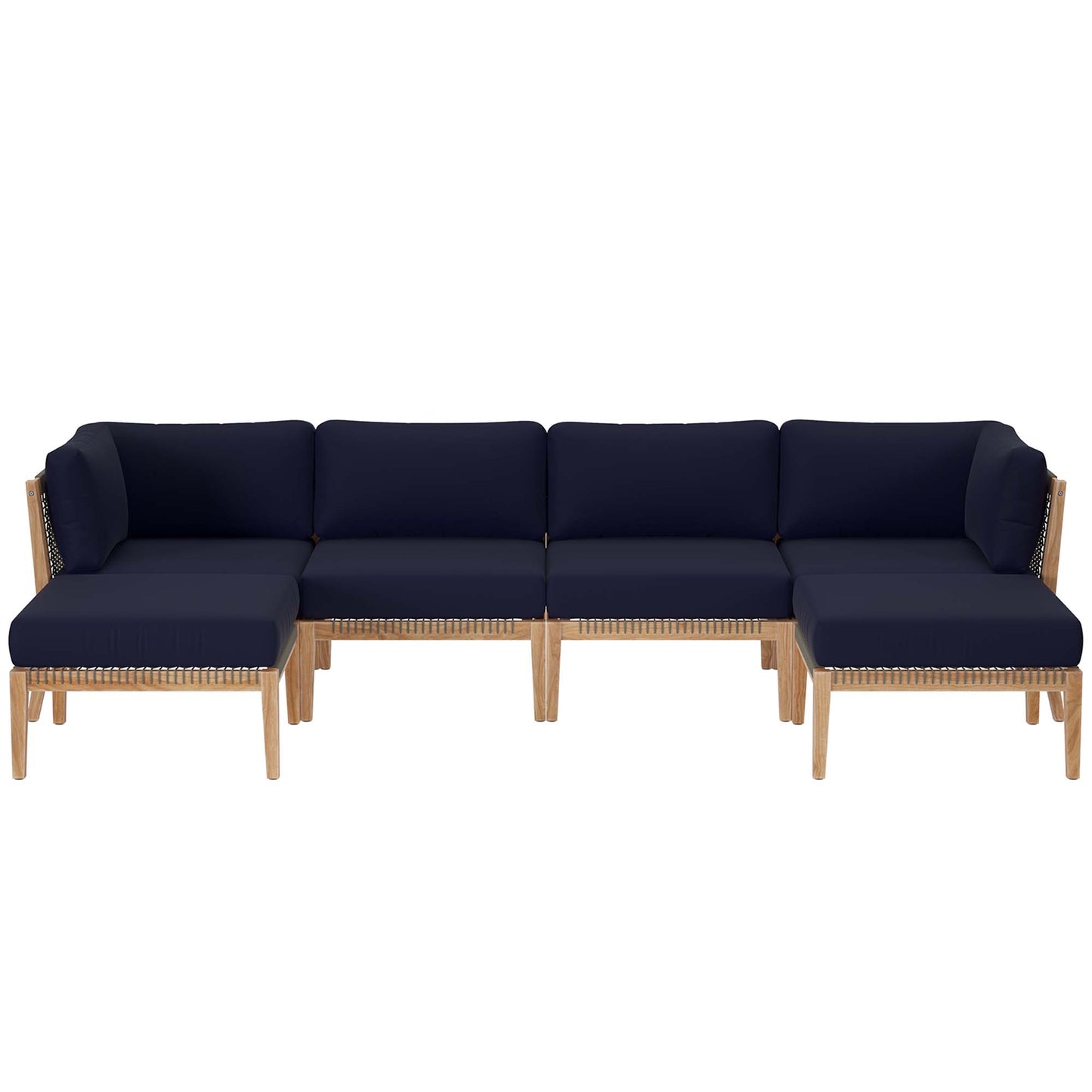 Clearwater 6-Piece Outdoor Patio Teak Wood Sectional Sofa