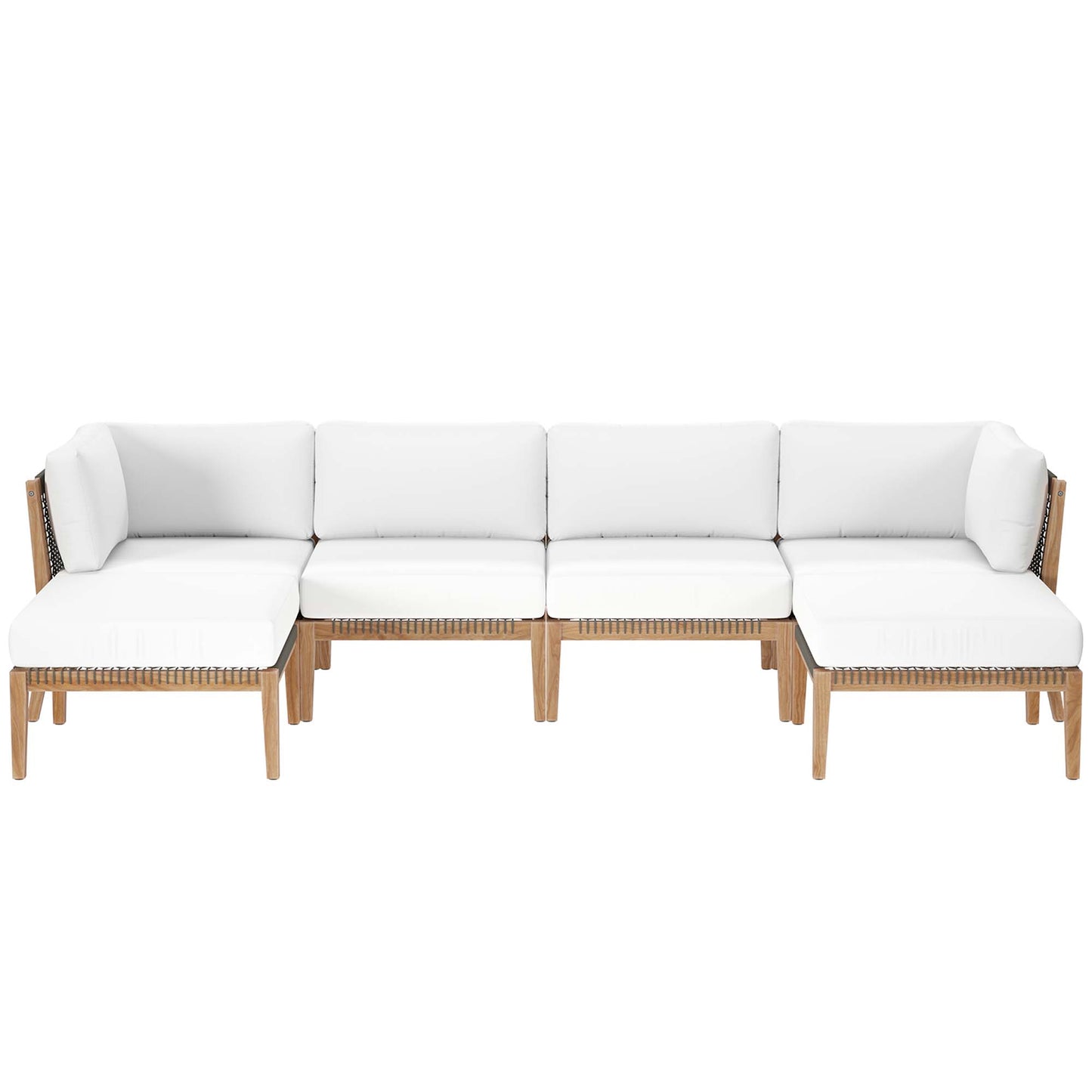 Clearwater 6-Piece Outdoor Patio Teak Wood Sectional Sofa