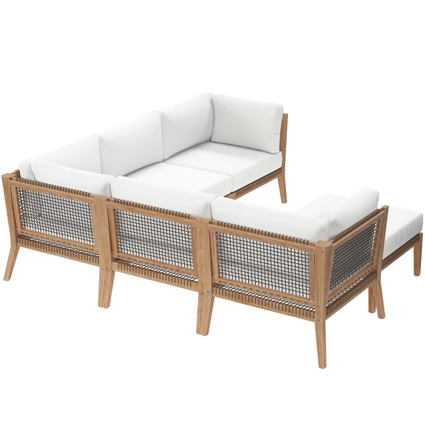 Clearwater 6-Piece Outdoor Patio Teak Wood Sectional Sofa