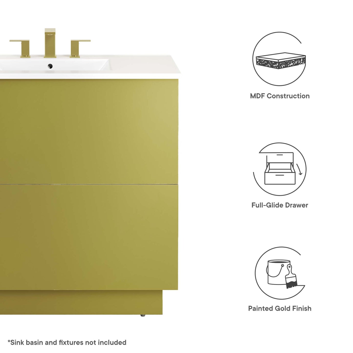 Mueble de baño Quantum de 36" (lavabo no incluido) de Modway