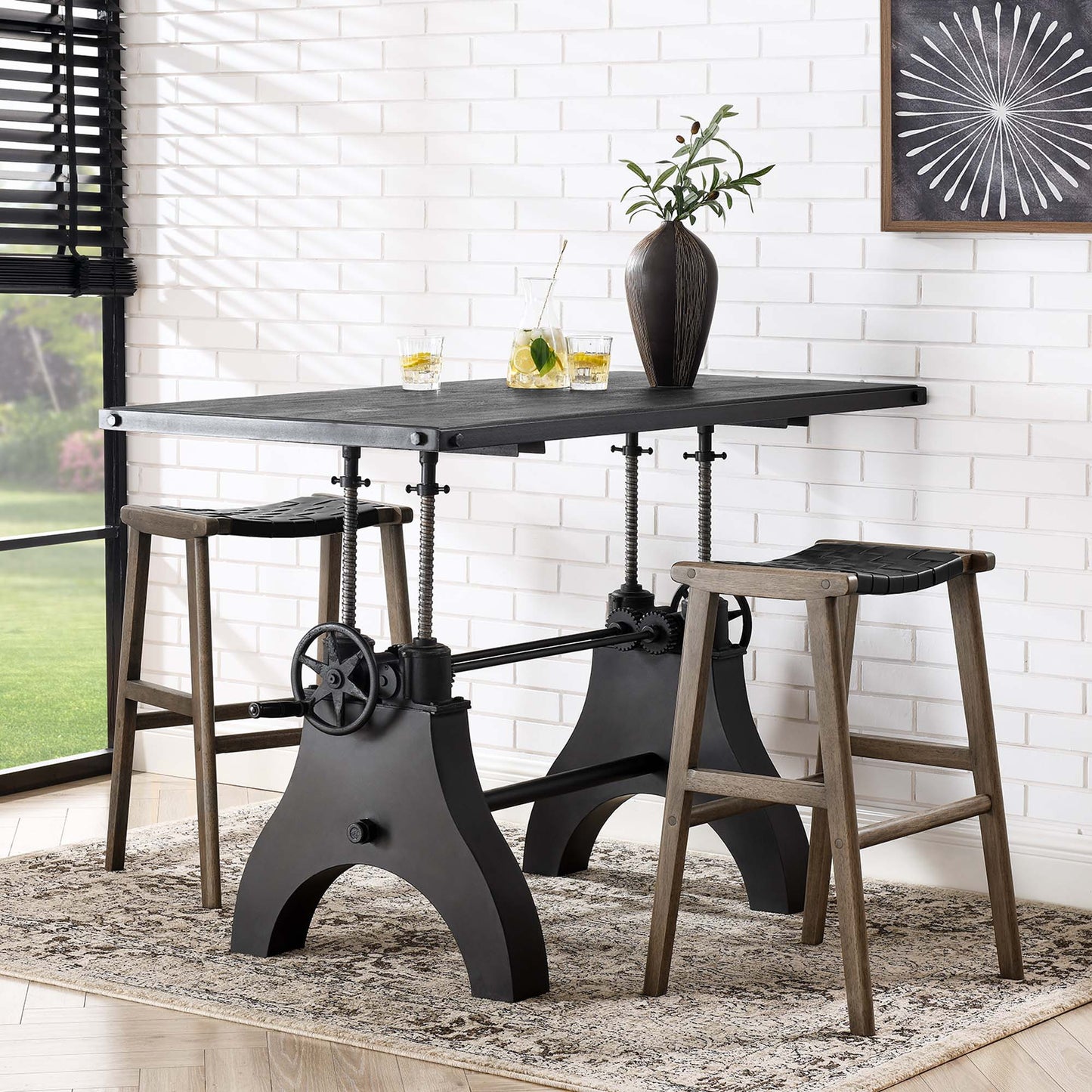 Genuine 60" Crank Adjustable Height Dining Table and Computer Desk