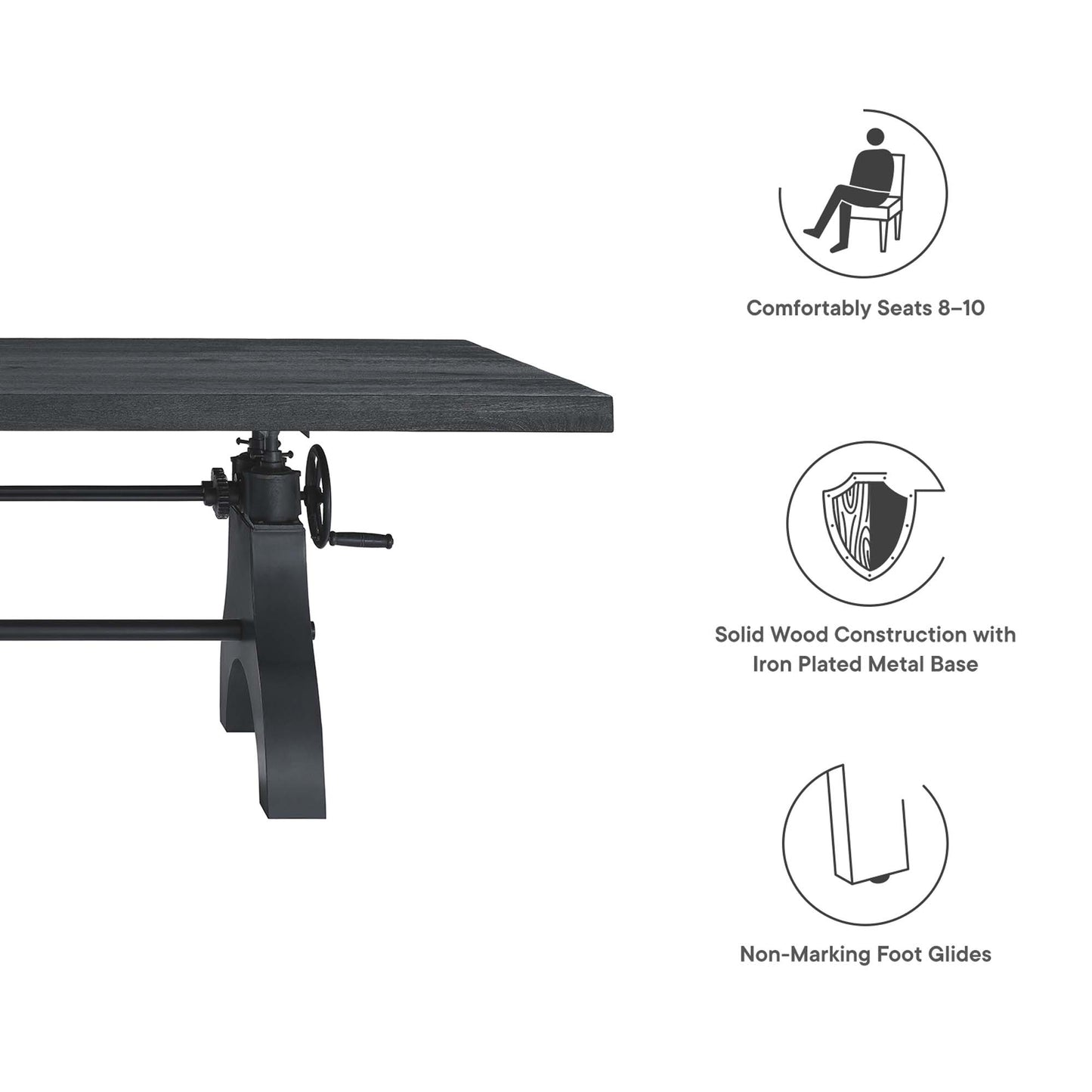 Genuine 96" Crank Adjustable Height Dining and Conference Table