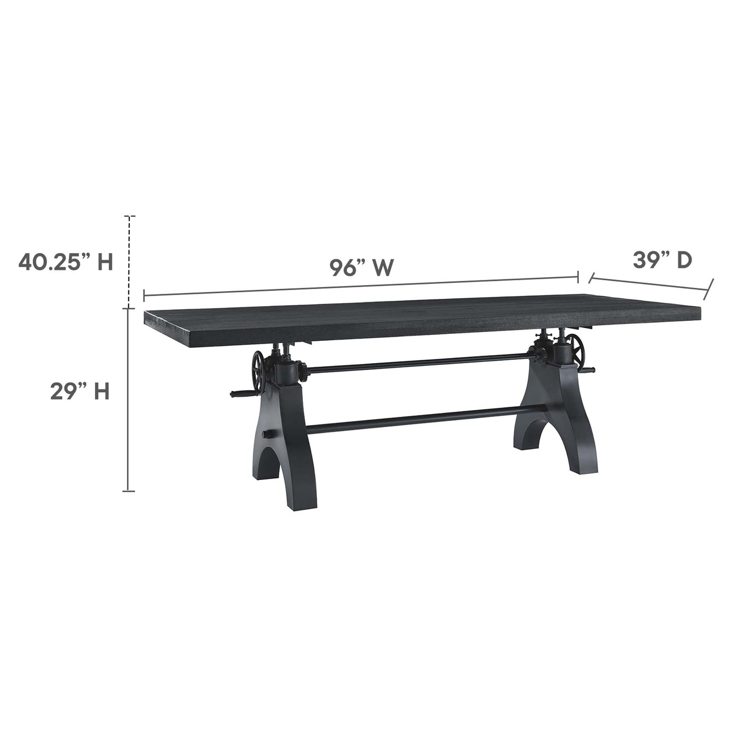 Genuine 96" Crank Adjustable Height Dining and Conference Table