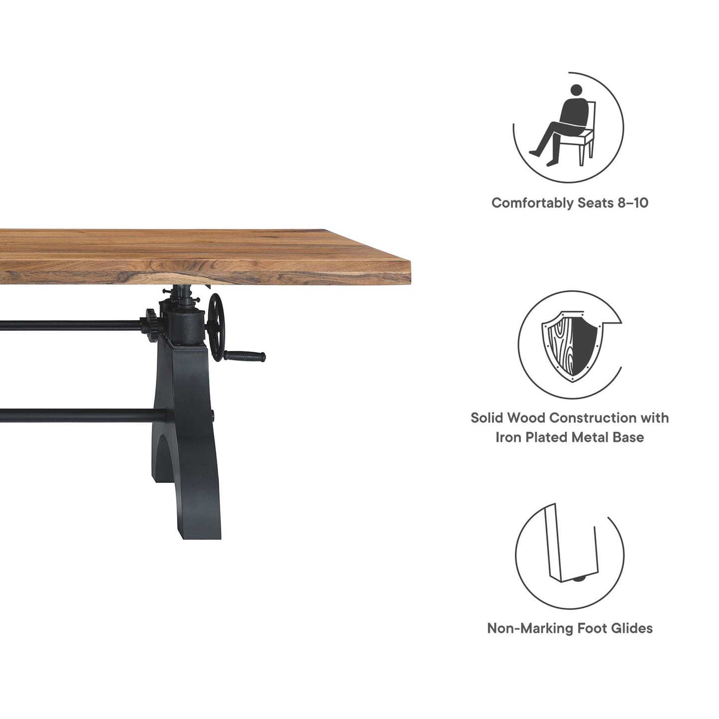 Genuine 96" Crank Adjustable Height Dining and Conference Table