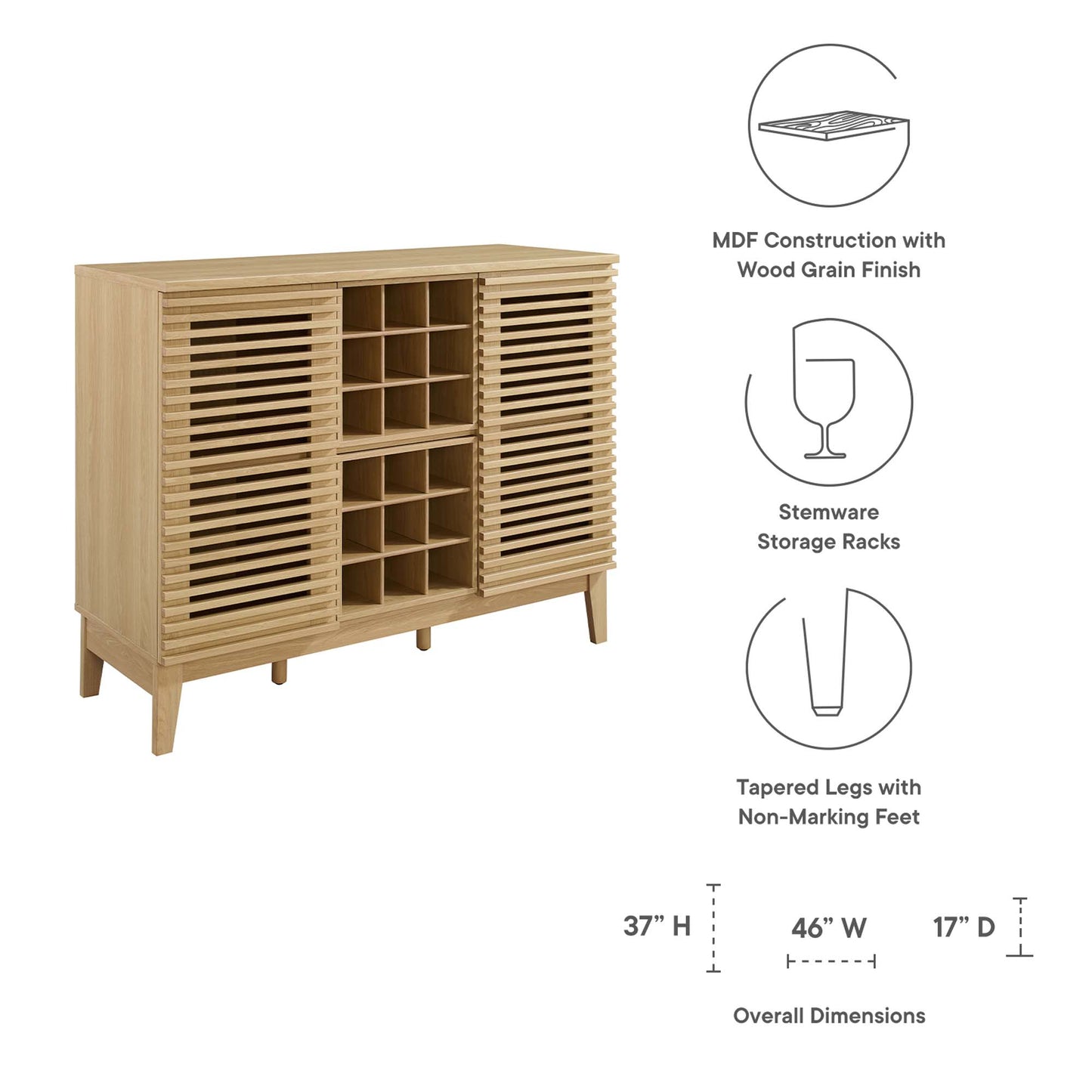 Mueble bar de diseño de Modway