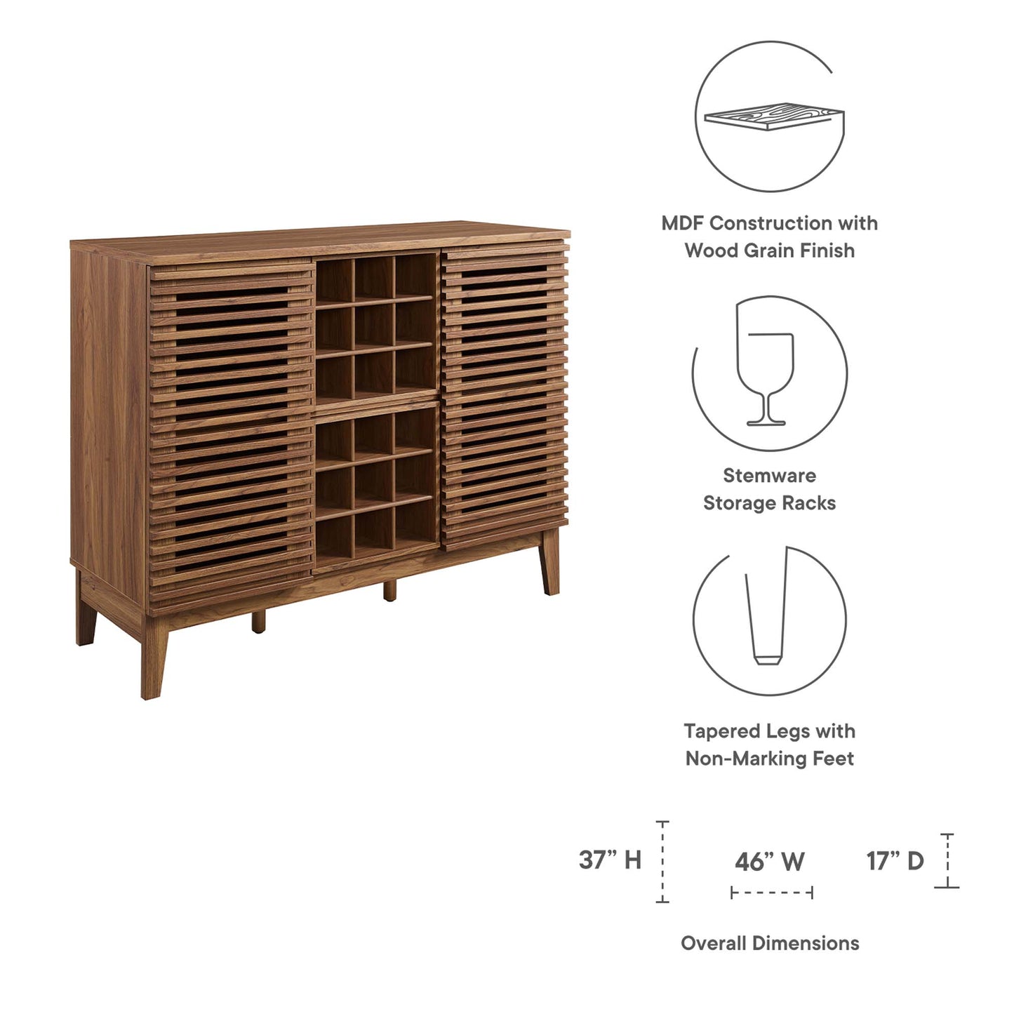 Mueble bar de diseño de Modway