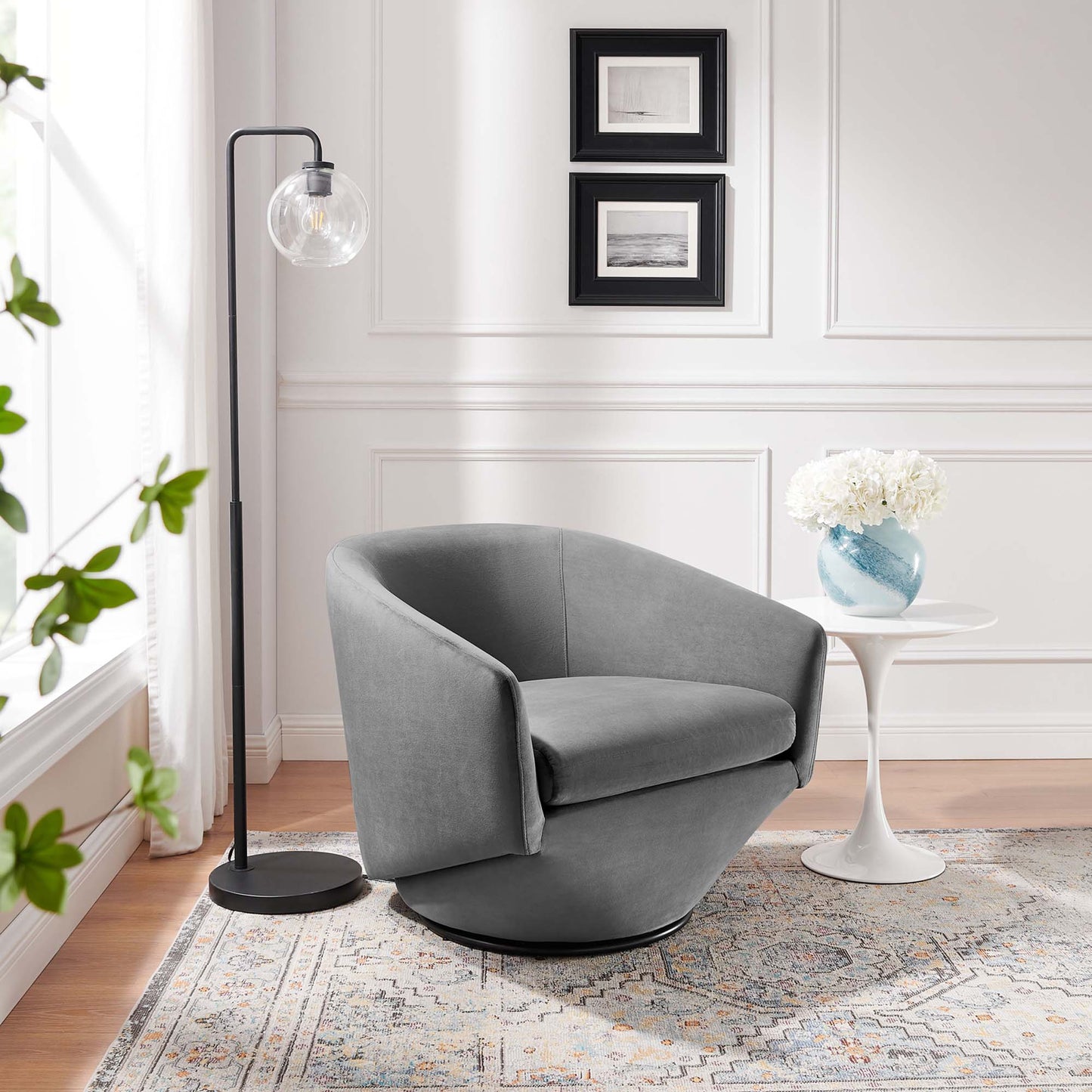 Series Performance Velvet Fabric Swivel Chair