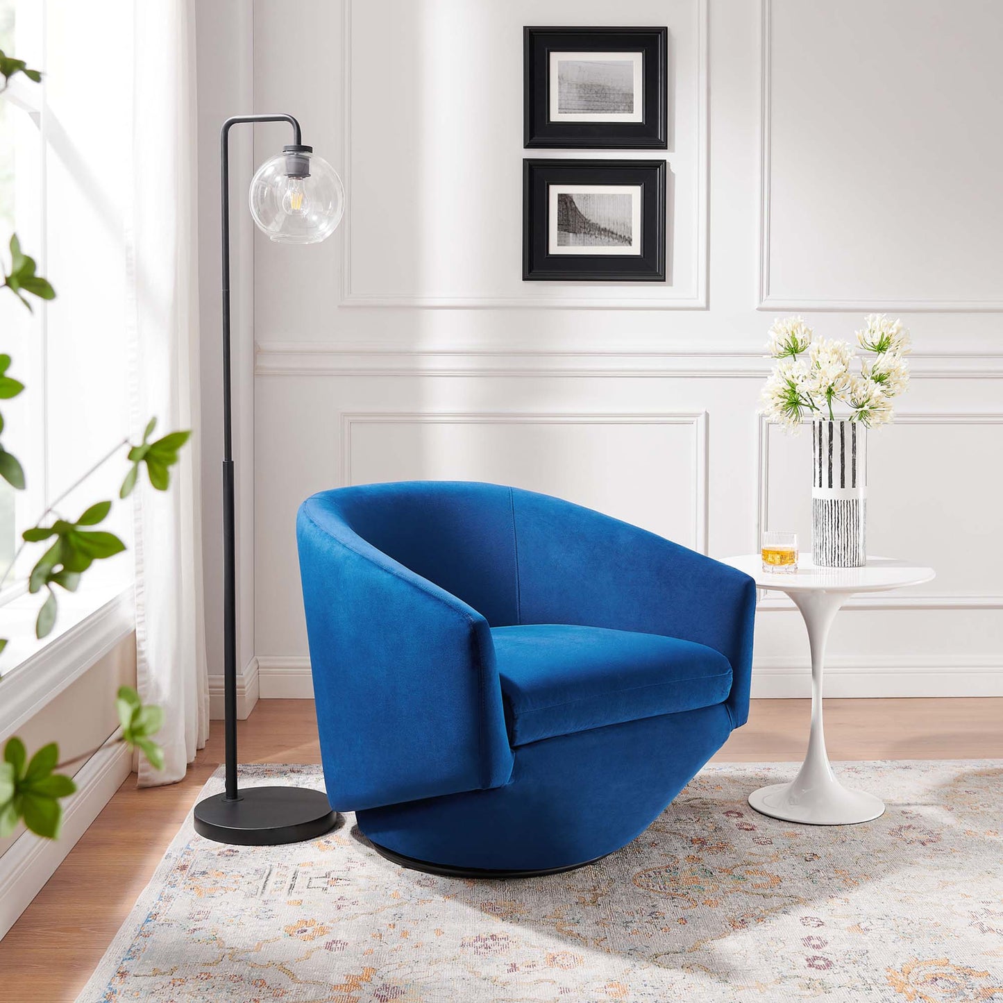 Series Performance Velvet Fabric Swivel Chair