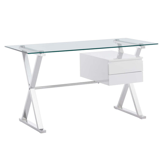 Sector 56" Glass Top Glass Office Desk