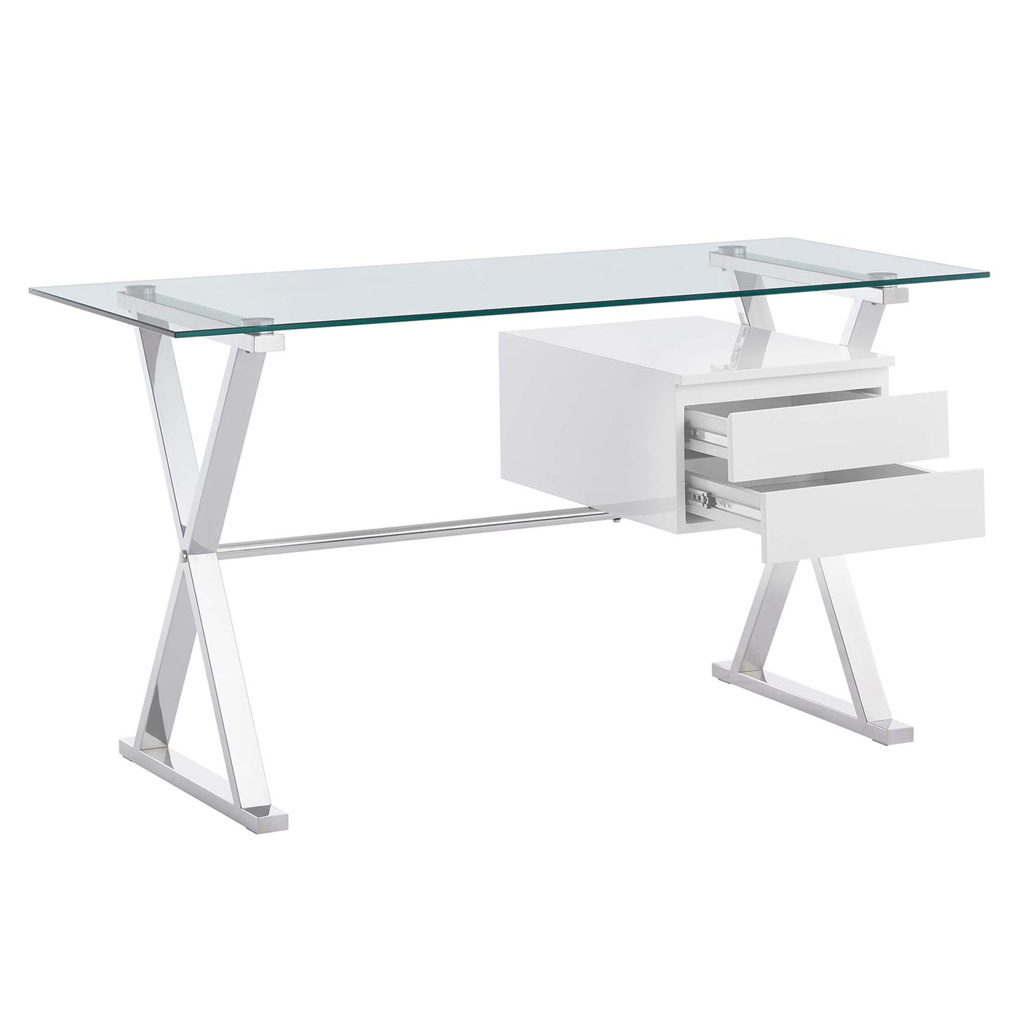 Sector 56" Glass Top Glass Office Desk