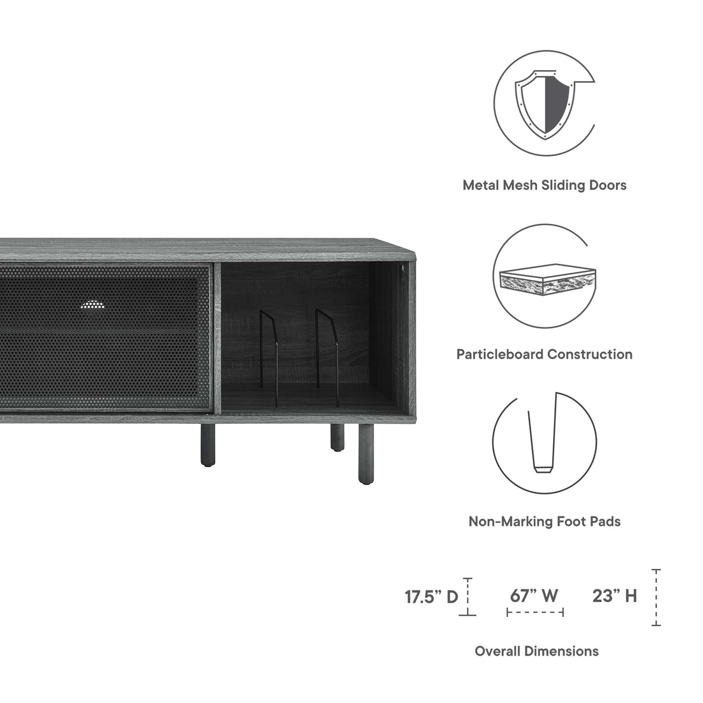 Meuble TV et disque vinyle Kurtis 67" par Modway