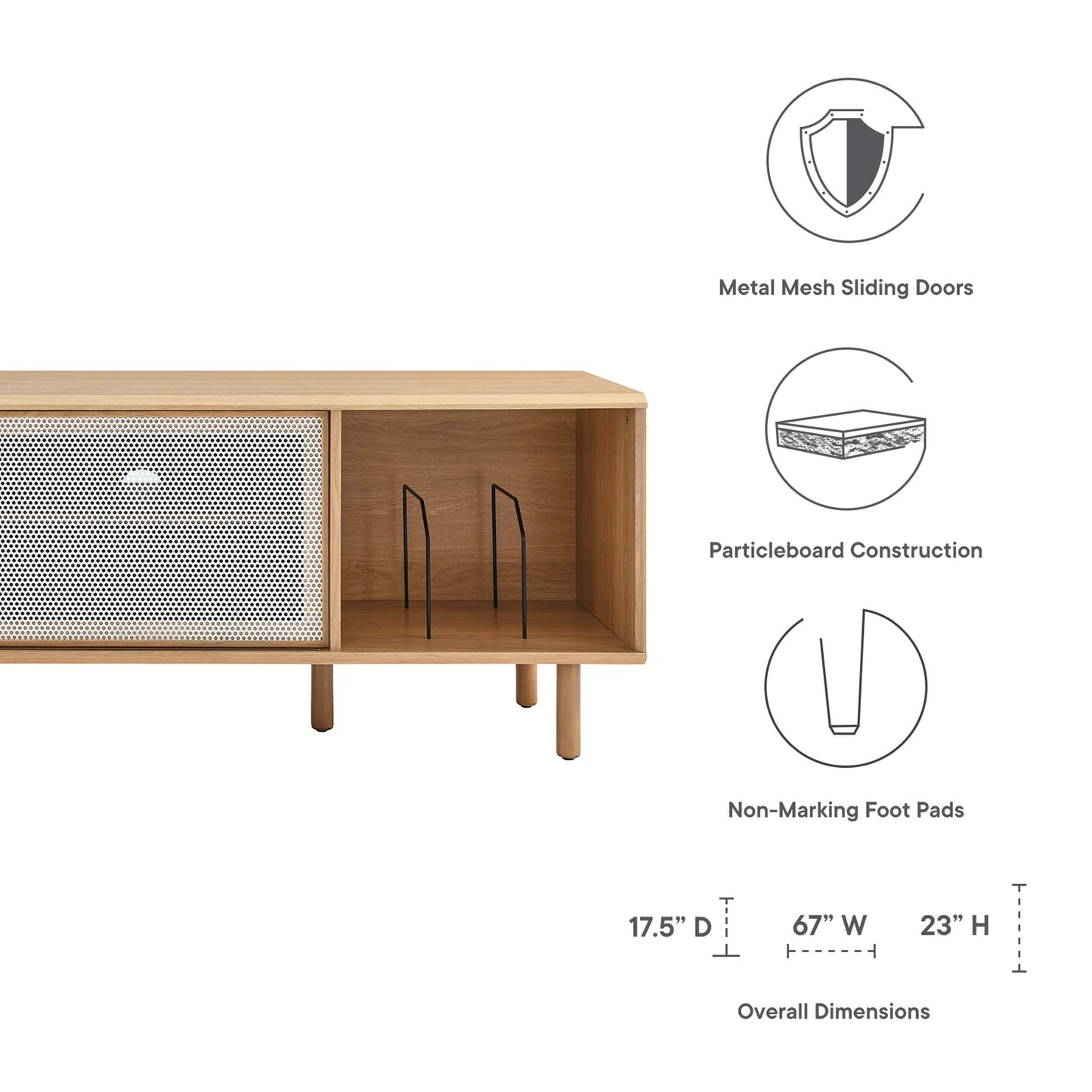 Meuble TV et disque vinyle Kurtis 67" par Modway