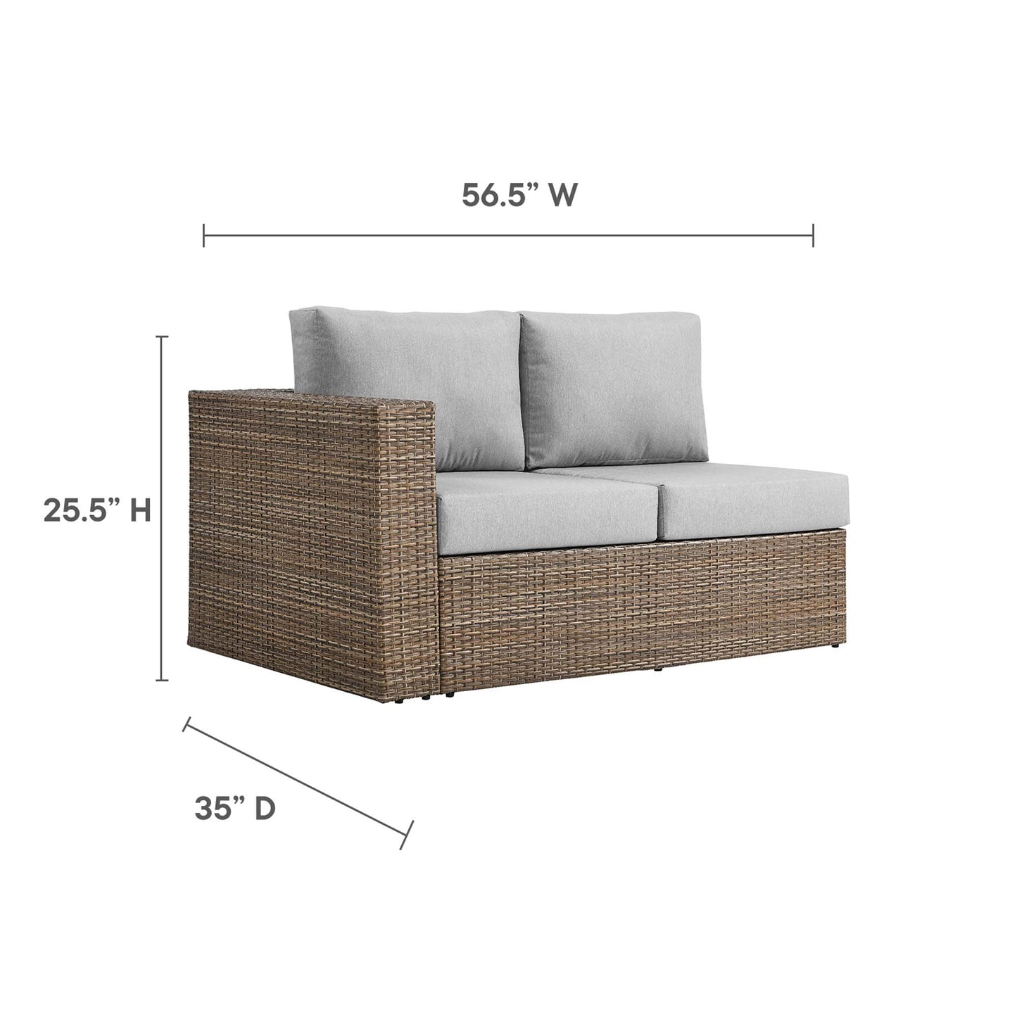 Sofá de dos plazas con brazo izquierdo para patio al aire libre Convene de Modway