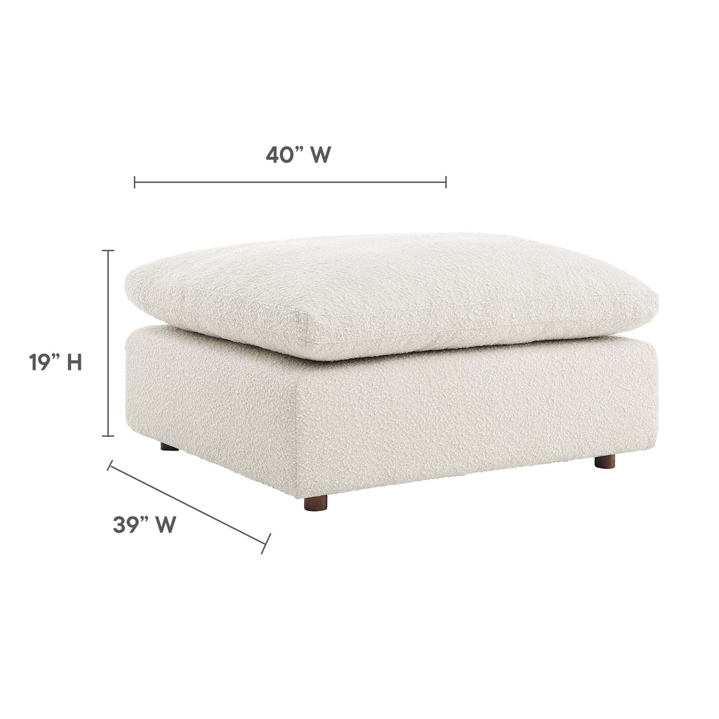 Commix Down Filled Overstuffed Boucle Fabric Ottoman