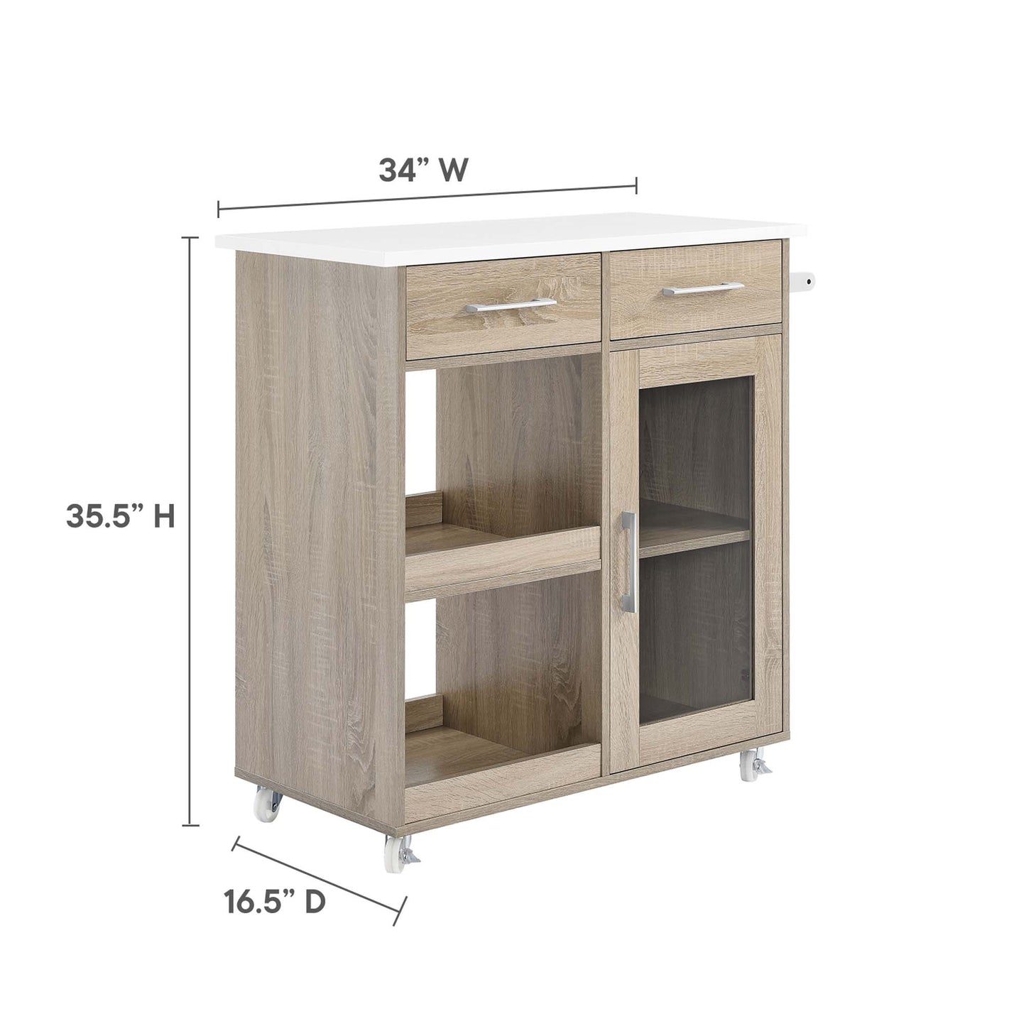 Culinary Kitchen Cart With Towel Bar