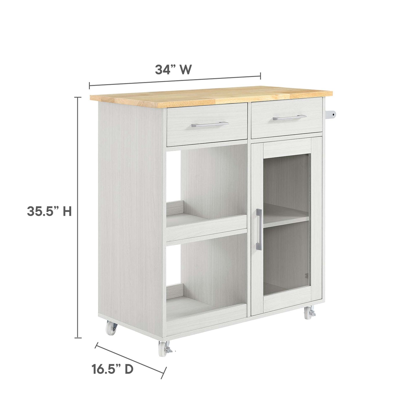 Culinary Kitchen Cart With Towel Bar