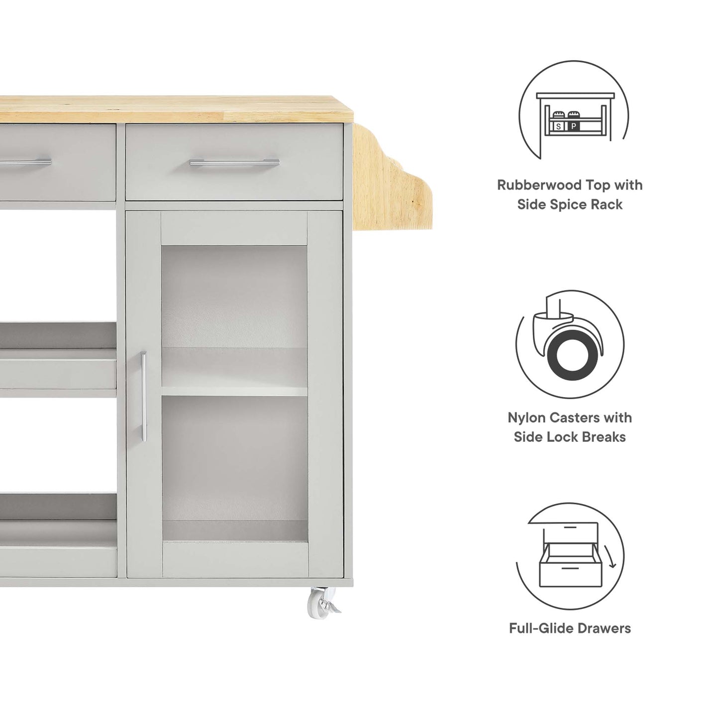 Culinary Kitchen Cart With Spice Rack