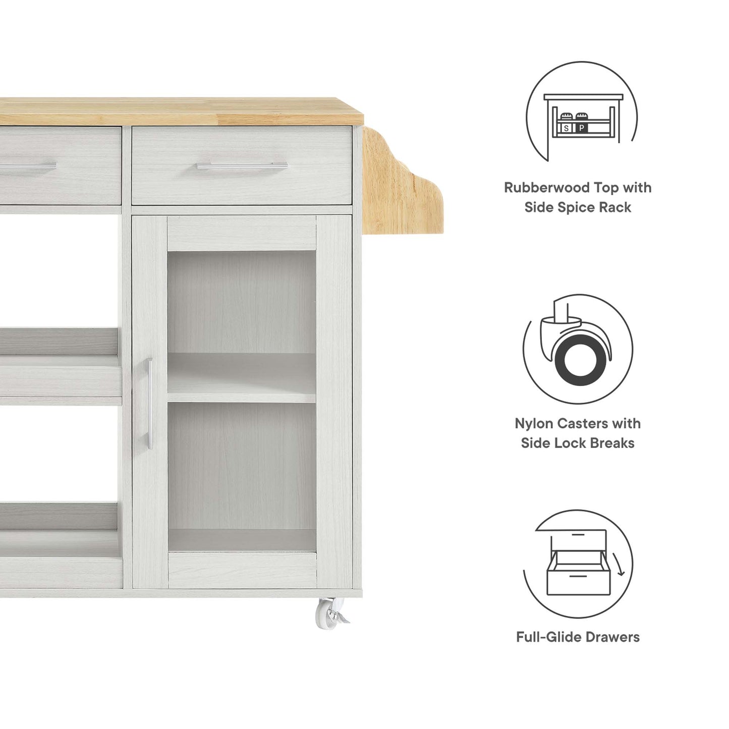 Culinary Kitchen Cart With Spice Rack