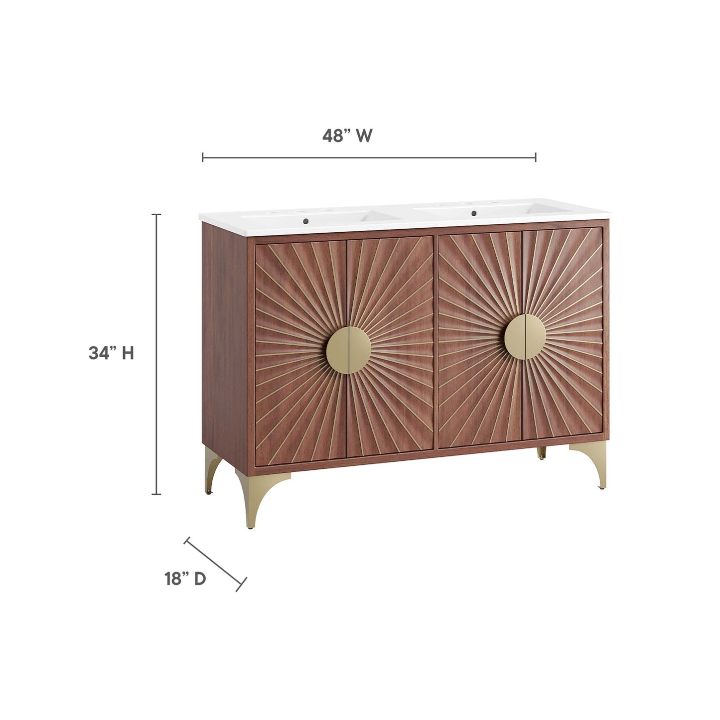 Meuble-lavabo à double vasque Daylight de 48 po par Modway