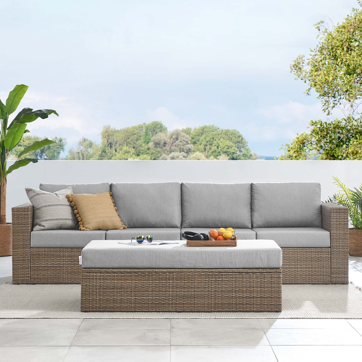 Convene Outdoor Patio Sectional Sofa and Ottoman Set